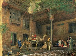 Gårdsplassen til malerens hus, Kairo, ca. 1851 av John Frederick Lewis
