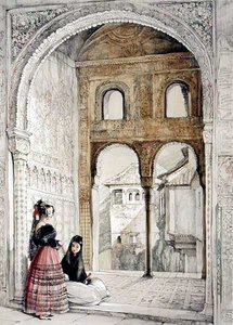 Vindu i Hall of Ambassadors, fra Sketches and Drawings of the Alhambra, 1835 av John Frederick Lewis