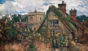 Holywell Church (farge litho) av John Fulleylove