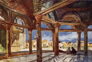 Interiør av Dome of the Chain, ser nordover (farge litho) av John Fulleylove