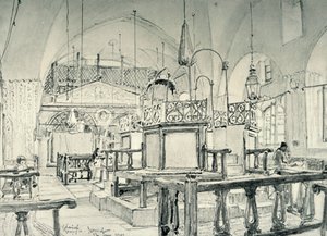 Spansk synagoge i Jerusalem - Interiør, 1902. av John Fulleylove