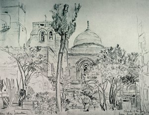 Den hellige gravs kirke fra hagen til det greske klosteret, 1902. av John Fulleylove