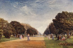 The Great Avenue, Hampton Court (farge litho) av John Fulleylove
