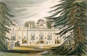 Hagefronten til Chiswick House (fargegravering) av John Gendall