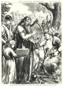 Alfred i den danske leir; eller, et lys i en mørk tid (gravering) av John Gilbert
