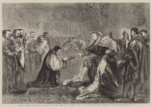 Biskop Latimer presenterer en kopi av Det nye testamente til Henry VIII som en nyttårsgave av John Gilbert