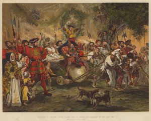 Jul på Windsor Castle i Henry VIIIs tid, og henter inn Yule Log av John Gilbert