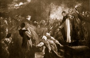 Ankomsten av kardinal Wolsey til Leicester Abbey, 1530, illustrasjon fra Hutchinsons 