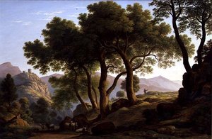 Et romantisk skogslandskap (olje på lerret) av John Glover