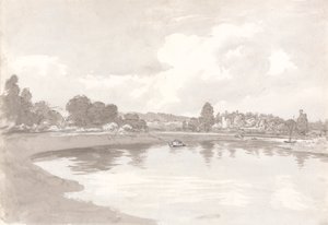 På elven Wye med Wilton Castle Ruins på en sving i elven av John Glover