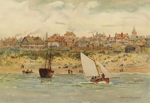 Liverpool: A View of New Brighton from the Sea (farge litho) av John Glynn