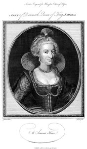 Anne av Danmark 1574-1619, dronningkonsort av kong James I, 1786.