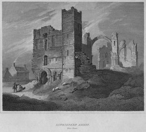Lindisfarne kloster. Vestfronten, 1814 av John Greig