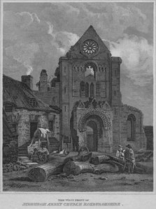 Vestfronten til Jedburgh Abbey Church Roxburghshire, 1814 av John Greig