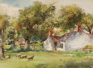 Springtime, Laceby Common (wc på papir) av John Guttridge Sykes