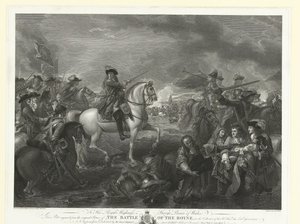 Kong William III i slaget ved Boyne, 1690 The Battle of the Boyne (tittel på objekt) av John Hall