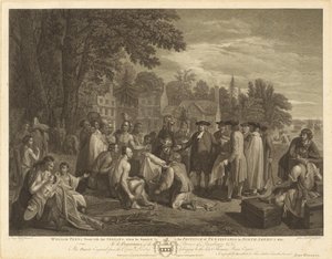William Penns traktat med indianerne av John Hall after Benjamin West