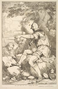 Banditti tar sitt innlegg fra femten etsninger dedikert til Sir Joshua Reynol..., 8. desember 1778. av John Hamilton Mortimer