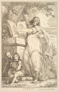 Komedie fra Femten Etchings dedikert til Sir Joshua Reynolds, 8. desember 1778. av John Hamilton Mortimer