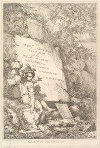 Frontispice Femten Etchings dedikert til Sir Joshua Reynolds, 1778. av John Hamilton Mortimer
