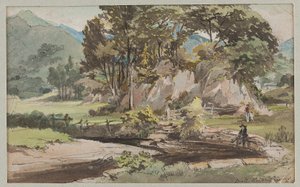 En hage i Brathay, 1812 (wc på papir) av John Harden