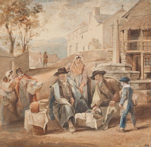 Ambleside-markedsforretninger (wc på papir) av John Harden