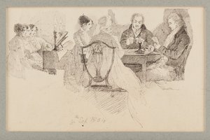 An Evenings Entertainment, 1804 (penn og blekk på papir) av John Harden