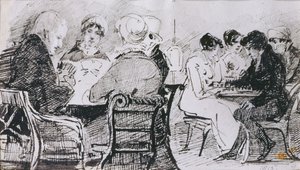 Kort og sjakk, 1815 (penn og blekk på papir) av John Harden