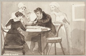 Sjakk, 1812 (wc på papir) av John Harden