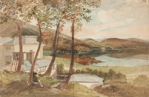Hall og Windermere, Lake District, Cumbria (wc på papir) av John Harden