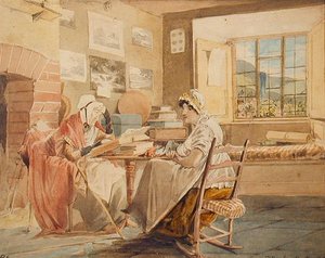 Interiør, Brathay Hall (akvarell på papir) av John Harden