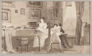 Interiørscene, 1826 (wc på papir)