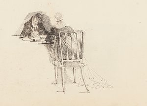 Mann og kvinne sitter ved et bord, 1805