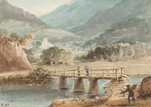 Old Miller Bridge, 1843 (wc på papir) av John Harden
