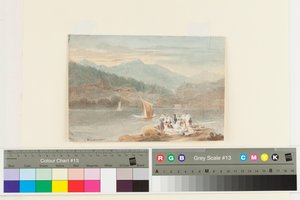 Piknik på Windermere med utsikt mot Brathay (wc på papir) av John Harden