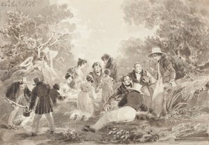 Piknik ved sjøen, 1825 (wc på papir) av John Harden