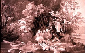 Piknik på Lake Windermere (blekk på papir) av John Harden