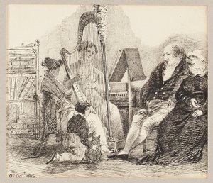 Spiller musikk på harpen, 1815 av John Harden