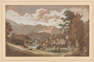 Skelwith, Lake District, Cumbria (wc på papir) av John Harden