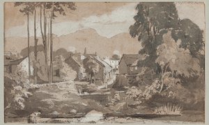 Se øst til Ambleside, 1812 (wc på papir) av John Harden