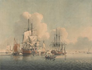 Men of War ligger utenfor Sheerness av John Harris