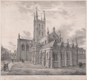 Sørøst utsikt over Lady Chapel of St. Saviour's Church av John Harris