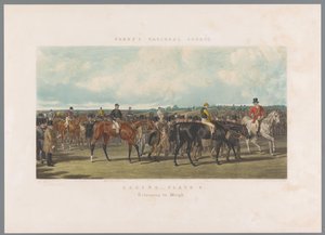 Retur etter hesteløpet Racing - Plate 4. Tilbake til veiing (tittel på objekt) Fores nasjonale idretter (serietittel) Fore