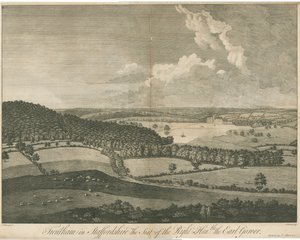 Trentham Hall: gravering, nd [c 1751] av John Harris
