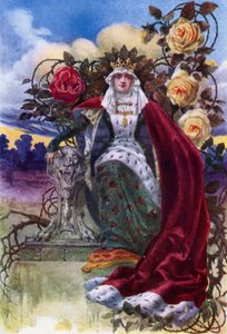 A Queen of Roses (farge litho) av John Harris Valda