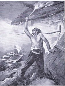 En grensehendelse fra Balkankrigen 1912, fra Hutchinsons History of the Nations (Volume 4) utgitt av Hutchinson, ca. 1920 (litho) av John Harris Valda