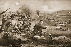 Sersjant B.C. Shea samles og heier på mennene i regimentet hans etter å ha blitt alvorlig såret ved Rouges Bancs av John Harris Valda