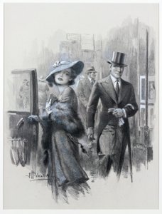 Ta en taxi (blyant og fargestift på papir) av John Harris Valda