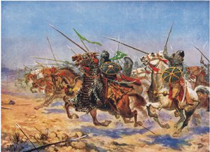 The Cavalry of Shahrbaraz Charging, illustrasjon fra 'Hutchinson's History of the Nations'