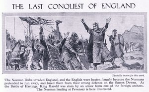 Den siste erobringen av England 1066 e.Kr., ca. 1950 av John Harris Valda